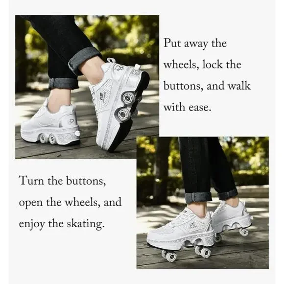 2-in-1‎ Roller Skates & Sneakers Unisex Retractable Wheels Size 3.5(34) - Picture 5 of 6